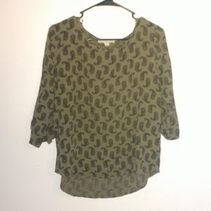 Green mid sleeve blouse